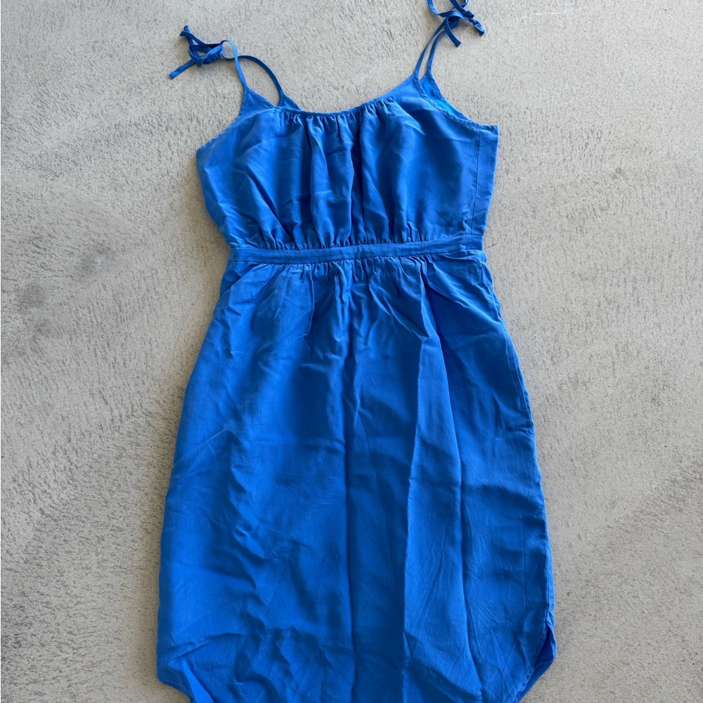 Madewell Blue Silk Sleeveless Dress